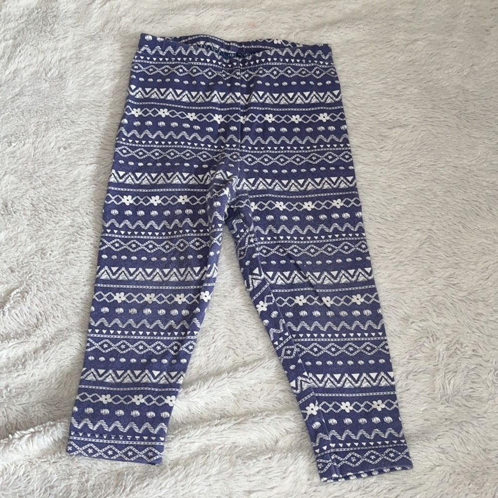 (3 for $10) Oshkosh 18 month blue and white printed leggings baby girl clothing